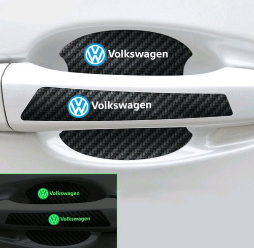 Protector Manija Fibra De Carbono Luminosa Vw Gol Sedan Y Hb