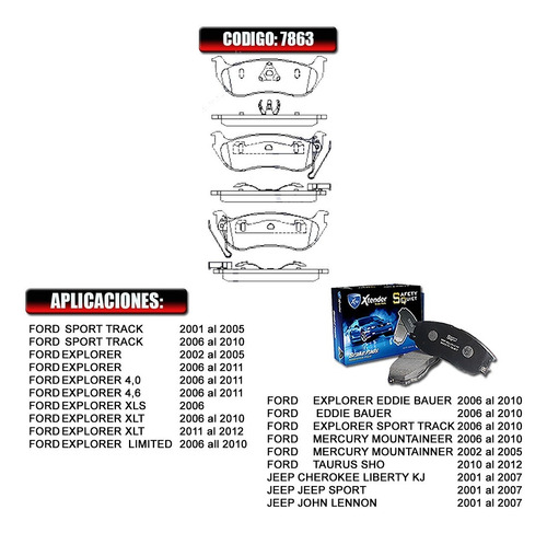 Pastillas De Freno Traseras Ford Mercury Montainner 01  7863 Foto 2