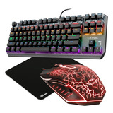 Kit Gamer Teclado Rgb + Mouse 2400 Dpi 6 Botões + Mousepad