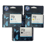 Cartuchos Kit X3 Hp 712 N 80ml + 712 Amarillo-cian Original