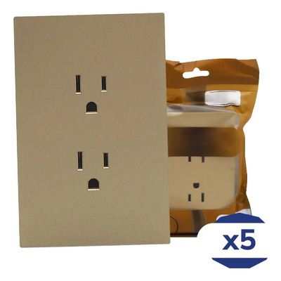 Placa Luxury Contacto Doble 90-277vca Color Oro 74x112mm Skin Feel Luxury Artlite Apl-504 Paquete 5 Piezas | MercadoLibre