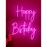 Happy Birthday Letrero Luminoso Neón Led 