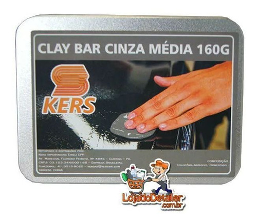 Clay Bar Cinza Média - 160 Gr - Kers