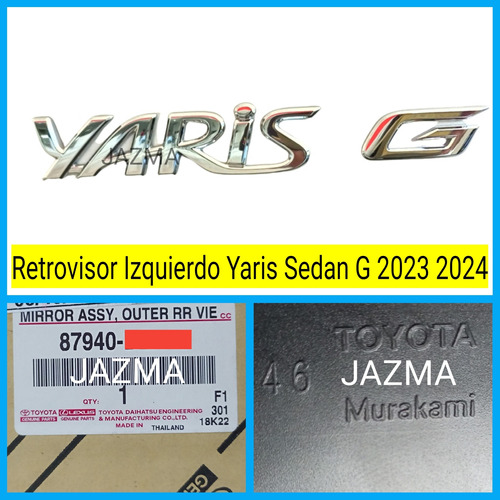 Retrovisor Izquierdo Yaris Sedan G 2023 Original  Foto 5