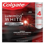 Pasta Dental Con Carbón Activado, Colgate Luminous White, 4 
