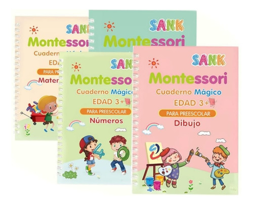 Cuaderno Mágico Educativo En Español Con Relieve Kit X 4 