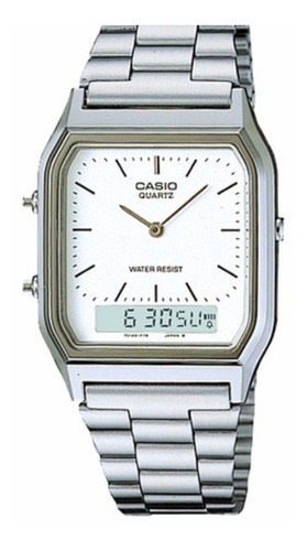 Reloj Casio Aq-230 Análogo Digital Plateado Retro
