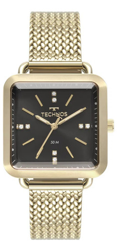 Relógio Technos Feminino Style Dourado - 2036mme/4p Cor Do Fundo Preto