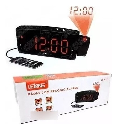 Relógio Despertador Digital Fm Usb Lelong Le-672 C Projetor Cor Preto 110/220v