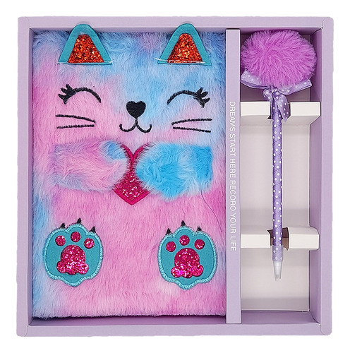 Libreta Diario Infantil Peluche Animalitos Kawaii + Lapiz