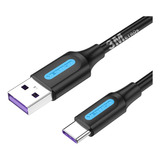 Cabo Turbo 5a 3 Metros Tipo C Usb A Carregar Celular E Dados