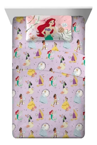 Set Sabanas Disney Princesas P Niña 4pz Cama Matrimonial *sk