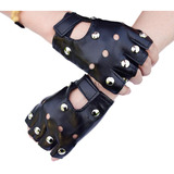 Guantes De Piel Con Medio Dedo Theatrical Punk Hip-hop Drivi