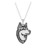 Chapado En Plata De Ley Blanco Husky Alaska Perro Encanto An