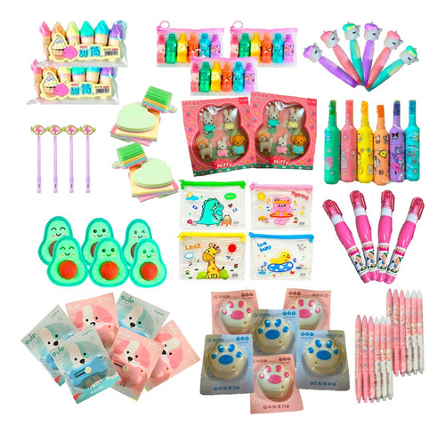 Kit Kawaii Artículos De Papeleria 15 Productos Novedad