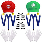 Set Accesorios Para Disfraz De Luigi Y Mario Bros Unisex