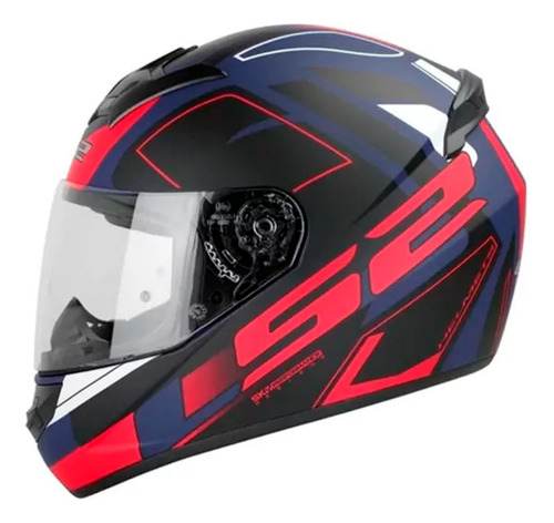 Casco Moto Integral Ls2 Ff 352 Cypress Azul Rojo Mate Um