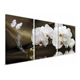 Quadro Sala Decorativo Flores Orquídea Branca Mosaico