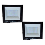 Kit 2 Refletor Led 100w-bivolt-luz Bco. Frio-resist. A Agua