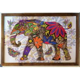 Cuadro Elefante De Colores Con Flores