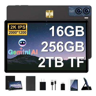 Tableta 11 Pulgadas 2k Pantalla 2000x1200 Android Tablet 16gb Ram 256gb Rom 8600mah Wifi 5g+2.4g Octa-core Bluetooth 5.0, Gps, Gemini Ai, Cuerpo De Metal Con Funda- Gris oscuro | Envío gratis
