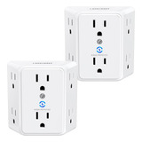 Enchufe Inteligente Marca Lencent 2pz /6 Tomas/3 Usb/blanco