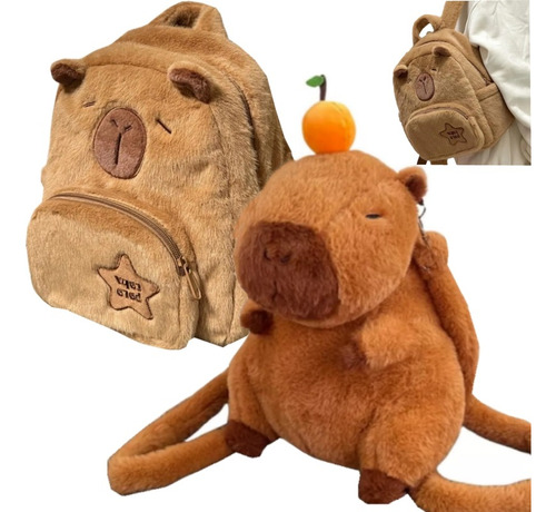 Mochila De Felpa Capybara De 2 Piezas, Mochila Infantil De G