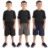 3 Bermudas Short Infantil Tactel Praia Verão Escolar Esporte