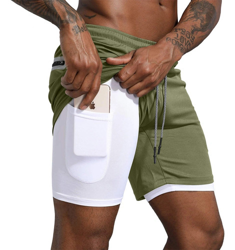 Gym Short Deportivo Para Hombre Respirable Doble Capa