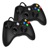 Kit 2 Controle Video Game Xbox 360 Com Fio Joystick Manete