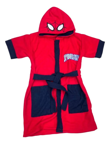 Bata De Baño Infantil De Spiderman Con Gorro Bordado