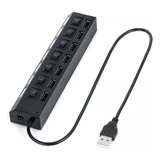 Hub Usb 2.0 De 7 Portas Chave On/off E Leds Indicadores