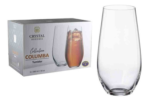 Vasos Cristal Bohemia Altos Trago Largo 580ml Setx6 Columba Color Transparente