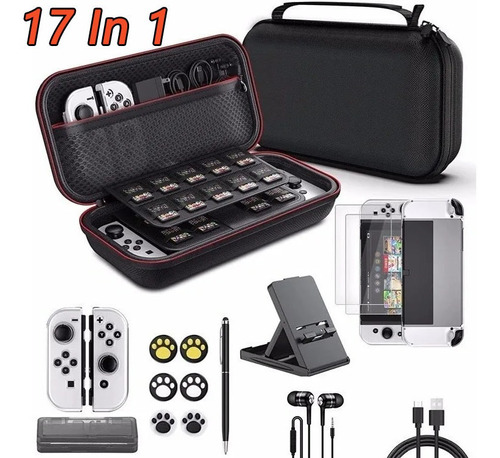 Para Nintendo Switch Case, 17 Em 1 Kit De Acessórios A