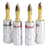 4 Conectores Banana Plug Audio Bocinas Chapados Oro 24k