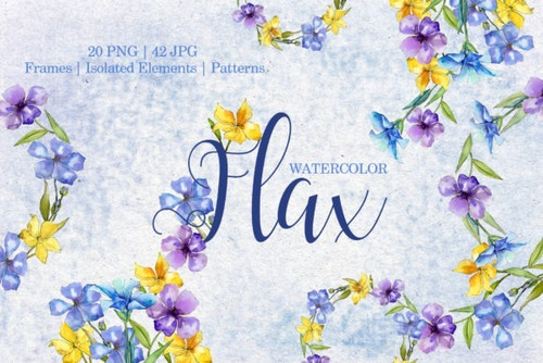Kit Imágenes Digitales Flores Azules Y Amarillas 954310
