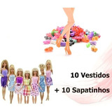 Kit Sapatinhos + Vestidos Para Boneca Barbie