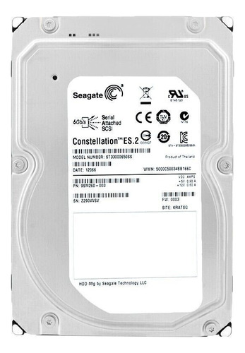 Hd Sas Seagate Constellation 3tb 7.2k 3.5 St33000650ss