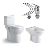  Combo De Inodoro Largo Con Bidet + Griferia Monocomando 