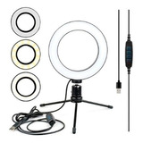 Ring Light De 6 Polegadas Mesa Iluminador Cm Led Tripé 16cm