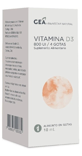 Gea Vitamina D3 800 Ui / 4 Gotas 10 Ml