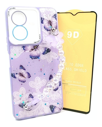 Case Mariposas + Mica Cristal Para Vivo Y22s