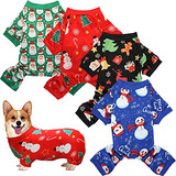 4 Piezas De Pijamas De Navidad Para Perros, Ropa De Cachorro