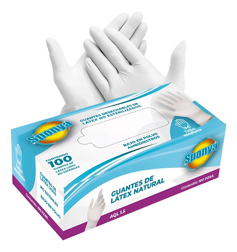 Guantes De Latex Con Polvo Desechables 100pz M