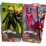 Set Muñecos Lady Bug Y Cat Noir Originales Bandai