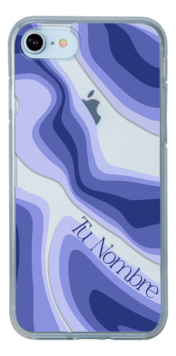 Funda Para iPhone Para Mujer Curvas Azules Con Tu Nombre