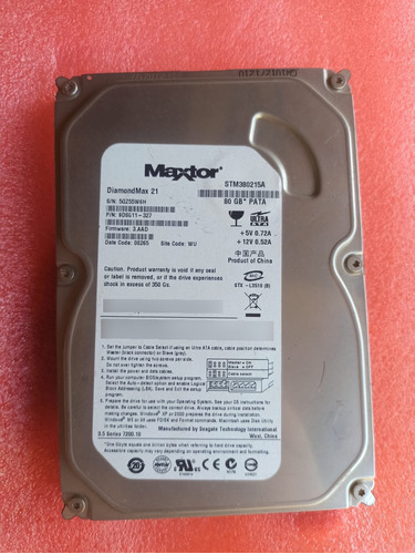 Hd Sata Maxtor 80gb Usado Funcionando Perfeitamente