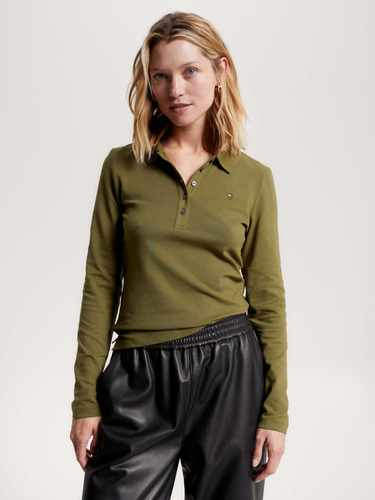 Polo 1985 Collection Verde Olivo Larga Tommy Hilfiger Mujer