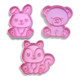 Cortante De Galletitas Set X3 Bosque 1 Cookie Animales Torta