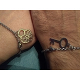 Acero Pulsera X 2 Dije Candado Llave Pareja Amor Compartir 